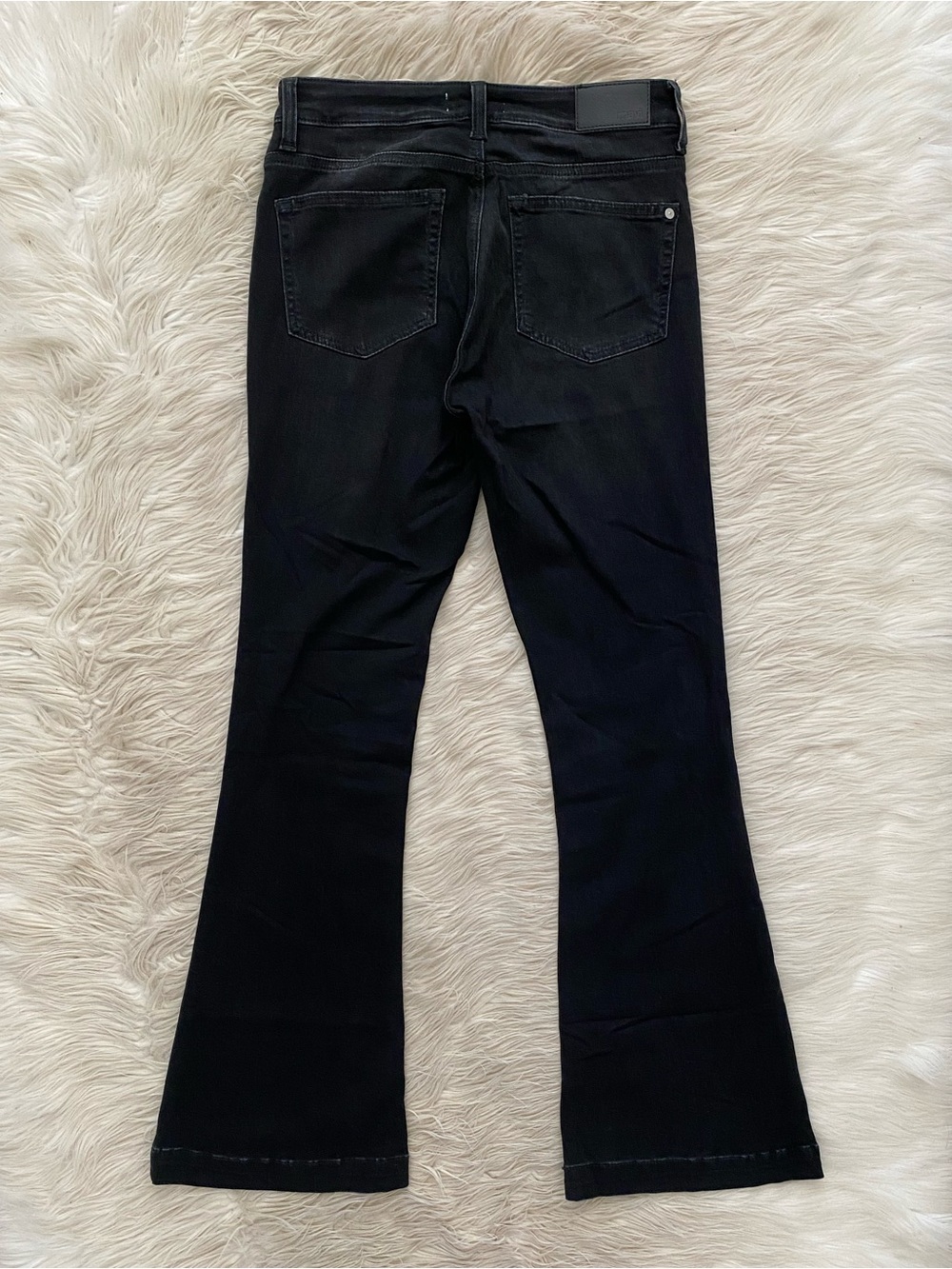 Mavi Sydney Wide Leg Flare Jeans High Rise Black Smoked Brushed Feather Blue 25 - Picture 6 of 12